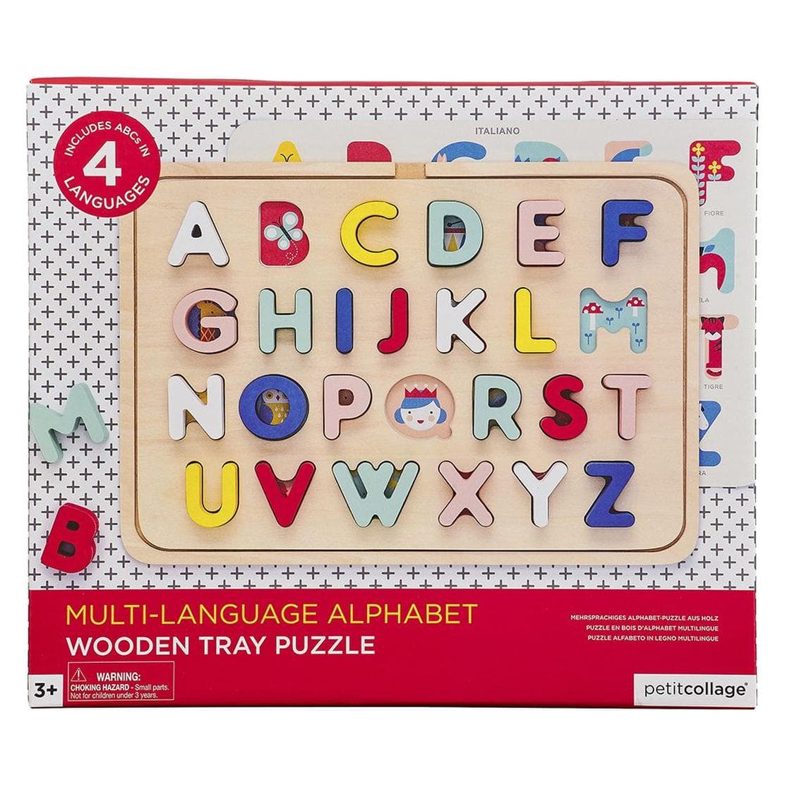 Petitcollage Holzpuzzle ABC (Deutsch, Englisch, Französisch, Italienisch)