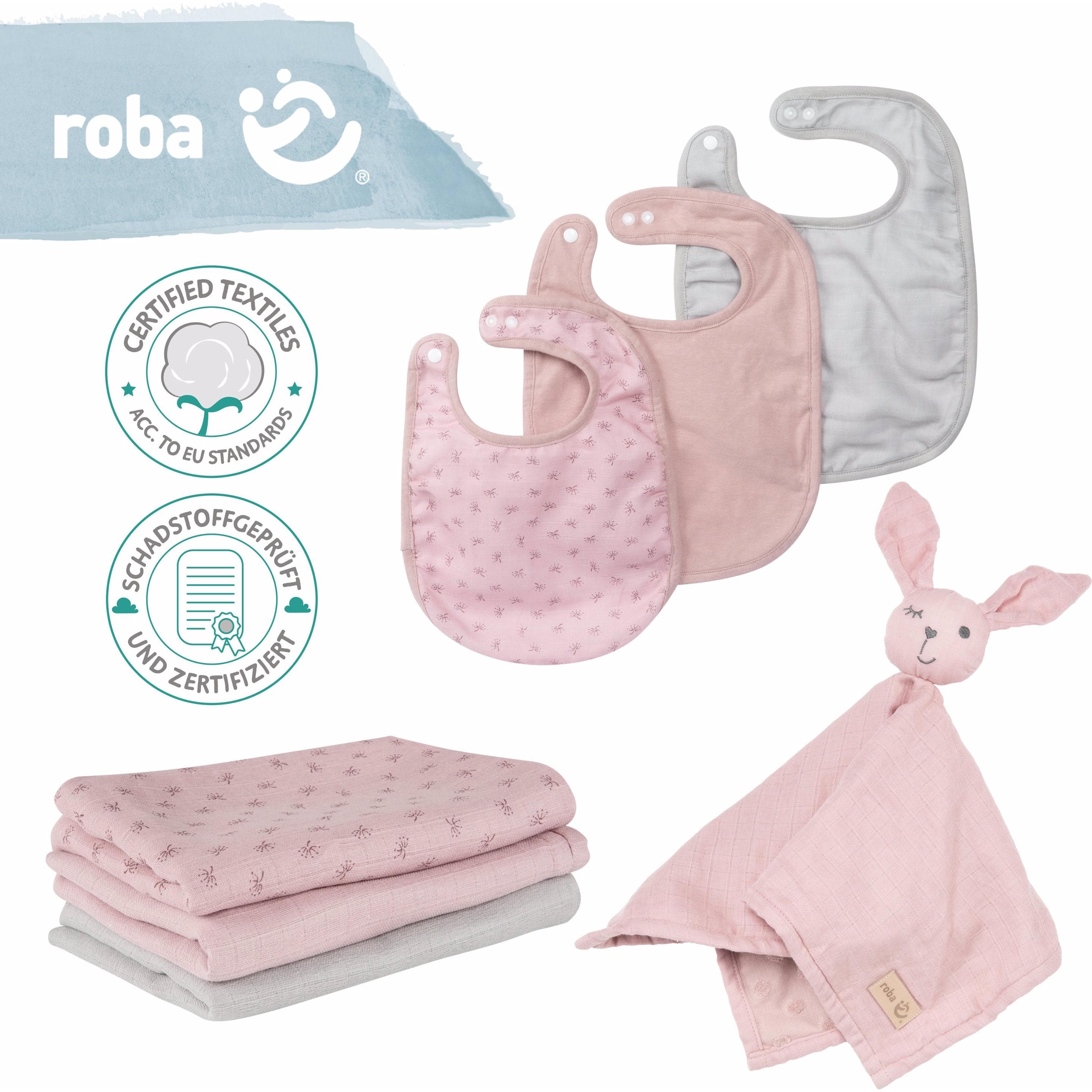 Roba, Lätzchen, Geschenkset Baby Essentials Lil Planet rosa (0 Monate)