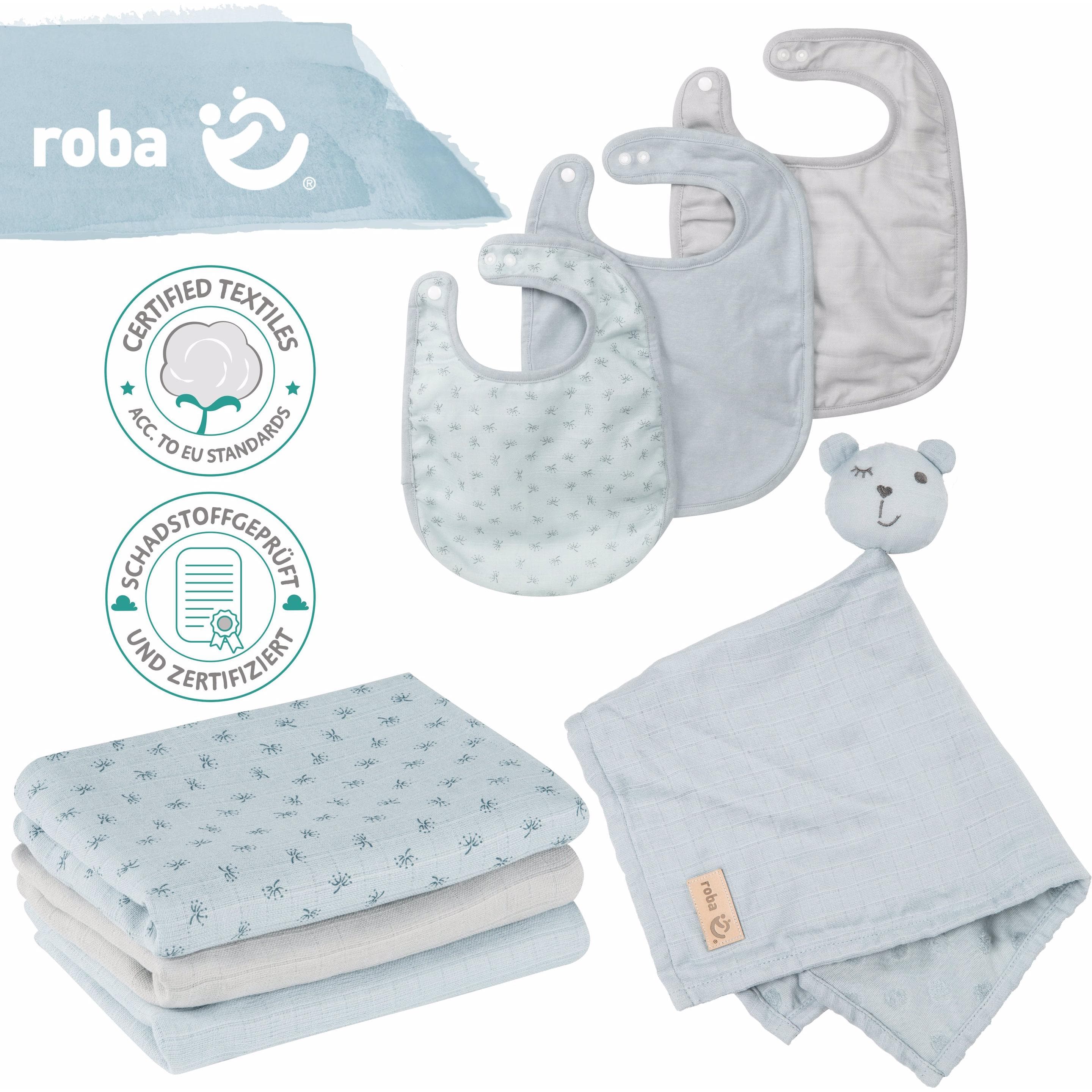Roba, Lätzchen, Geschenkset Baby Essentials Lil Planet türkis