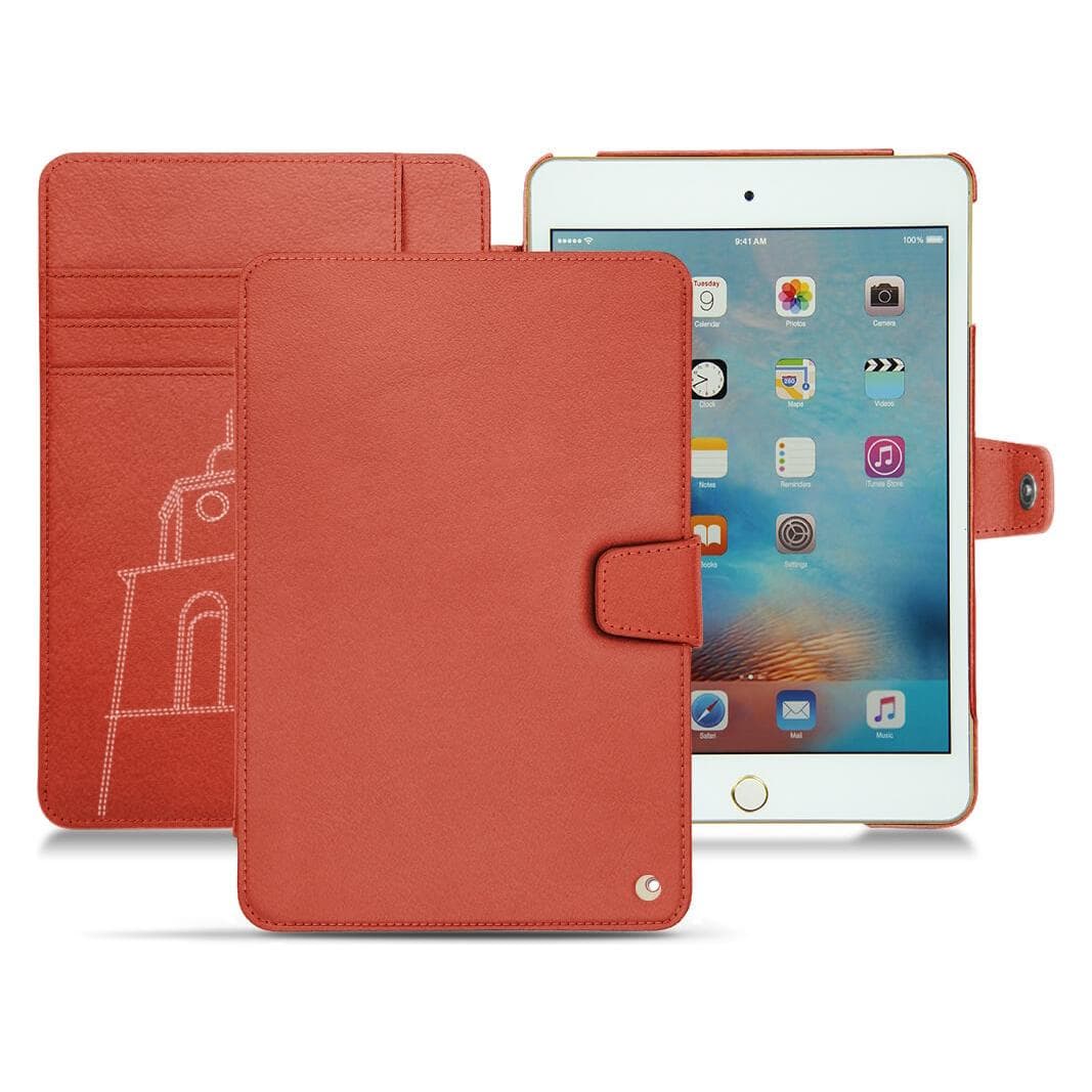 Noreve Lederschutzhülle Wallet (Apple iPad mini 2012, Apple iPad mini 2013, Apple iPad mini 2014, Apple iPad mini 2015), Tablet Hülle, Orange