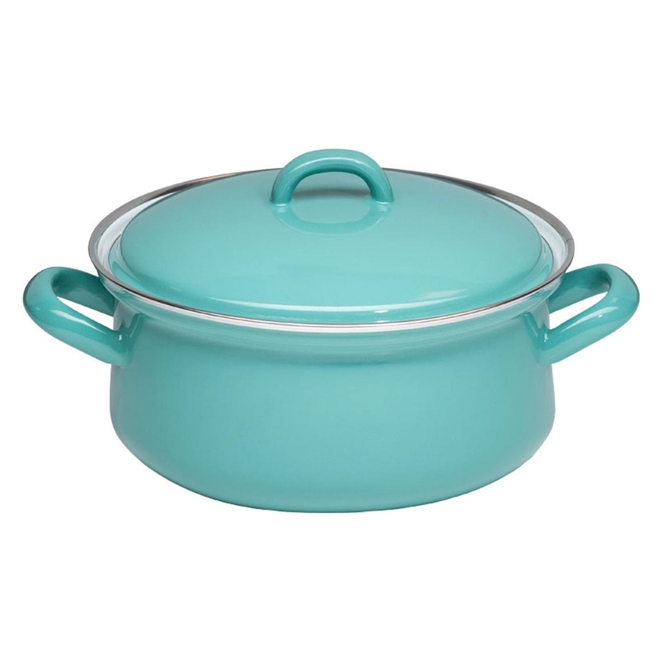Kelomat Kasserolle mit Deckel Ø18cm 1,5 Liter Emaille Classic Nature Green, Pfanne + Kochtopf, Grün