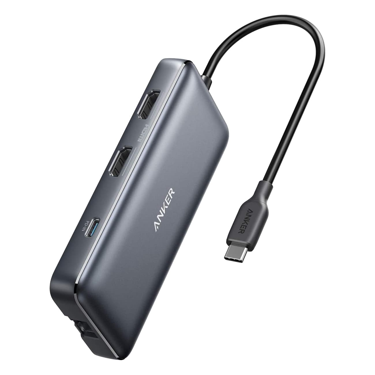 Anker PowerExpand 8-in-1 schwarz | Dockingstation | 1x USB-C PD | 2x USB 3.0 | 2x HDMI (4K) | 1x Netzwerkanschluss | jeweils 1x SD & Micro SD Slot