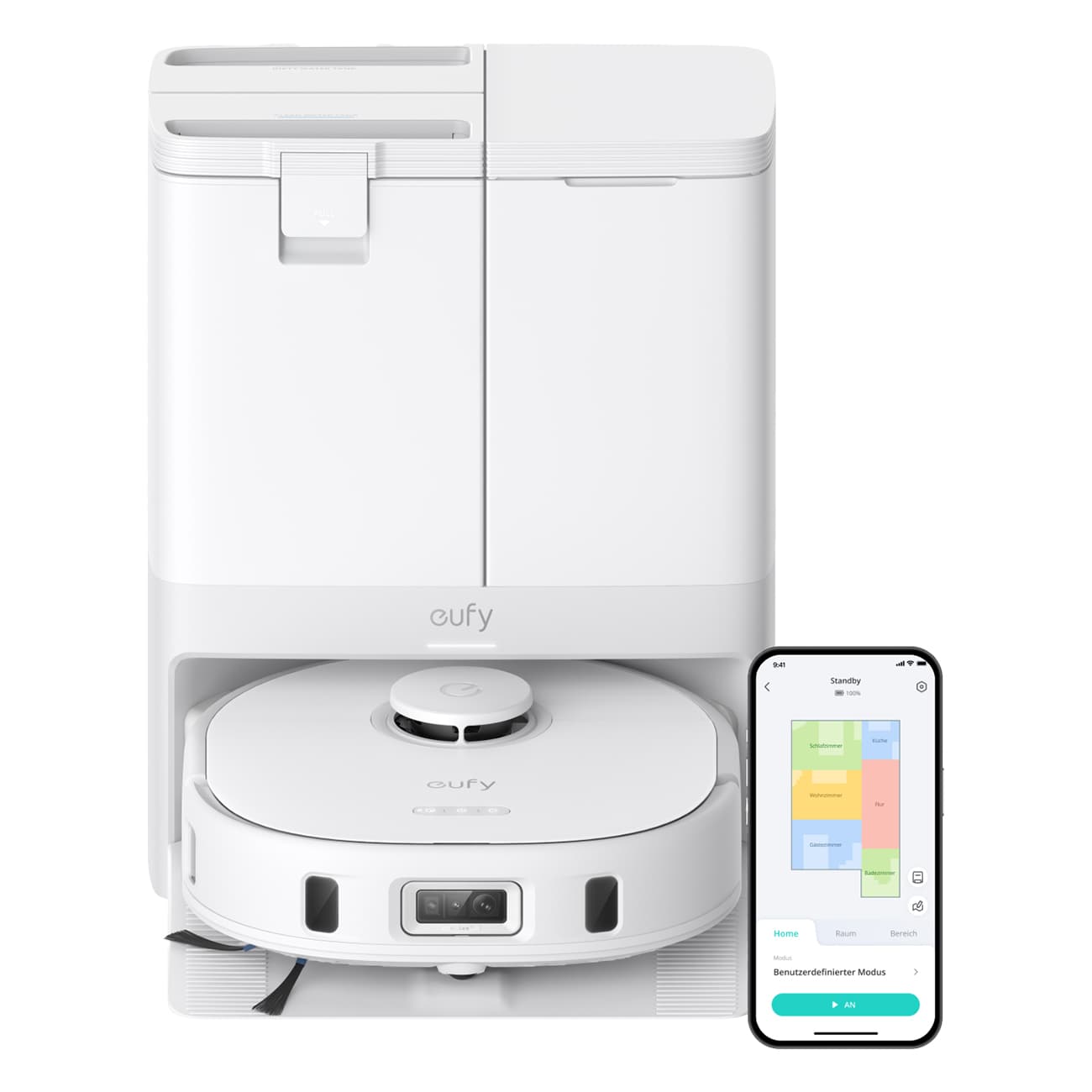 Eufy X10 Pro Omni weiß | Saugroboter | All-in-one-Station für Selbständige Reinigung | 8.000Pa starke Saugkraft für Tiefenreine Sauberkeit |