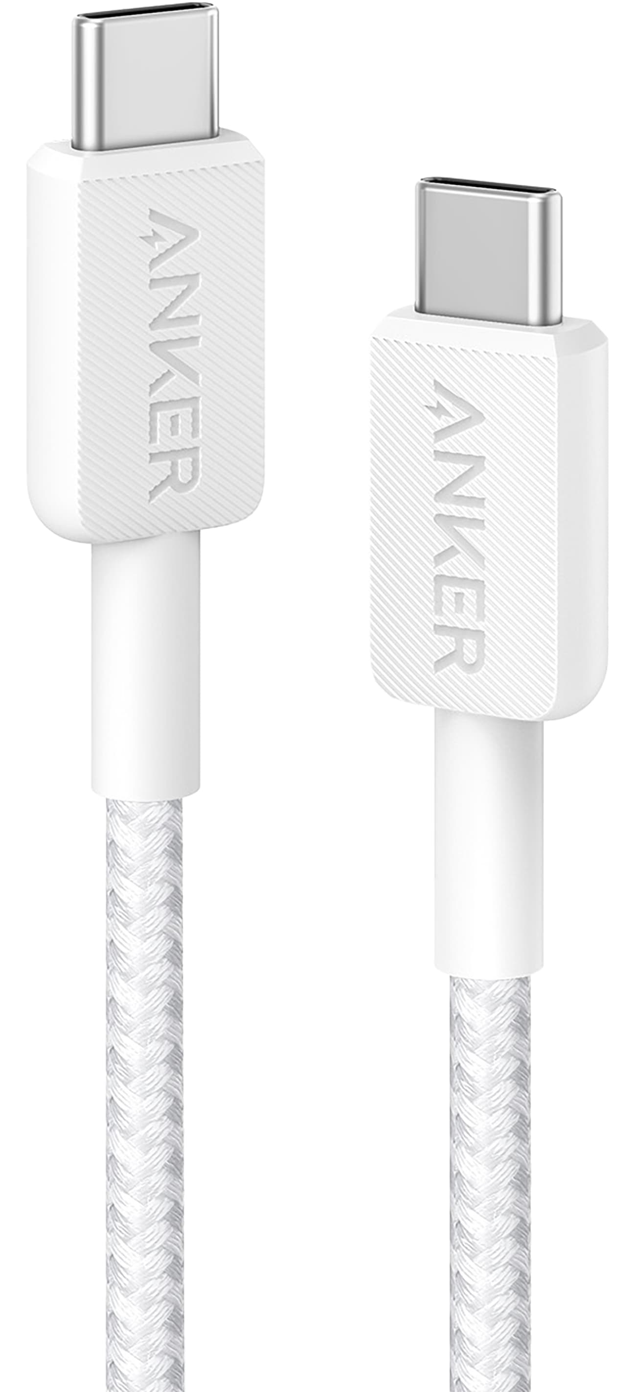Aussteller Anker 322 USB-C auf USB-C weiß | Ladekabel | 300 cm lang | 480 Mbit/s | Braided Oberfläche | Schnelles Synchronisieren und Laden | 10.000