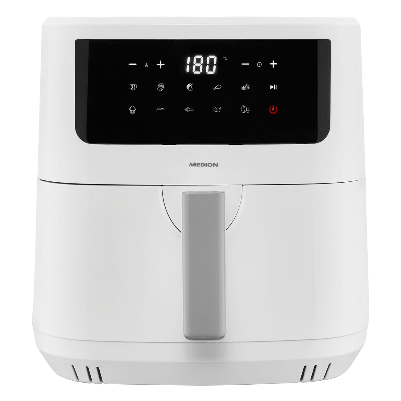 Medion LIFE P10 XL Duo (MD 11750) weiß | Heißluftfritteuse | 2 Heizelemente 2150 W | Herausnehmbarer Korb | Nutzinhalt 6,8 L | 9 Automatikprogramme
