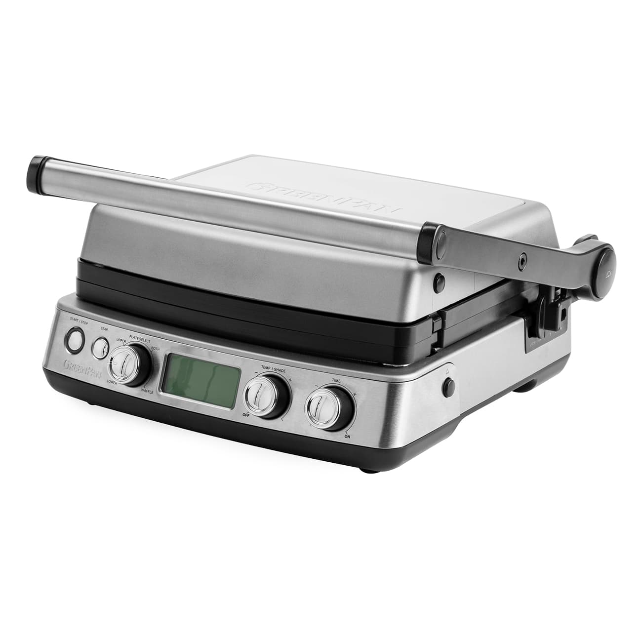 GreenPan Elite stainless steel | Kontaktgrill | 7 Programme | keramische Antihaftbeschichtung | Multifunktional | 2200W | Spülmaschinenfeste Platten