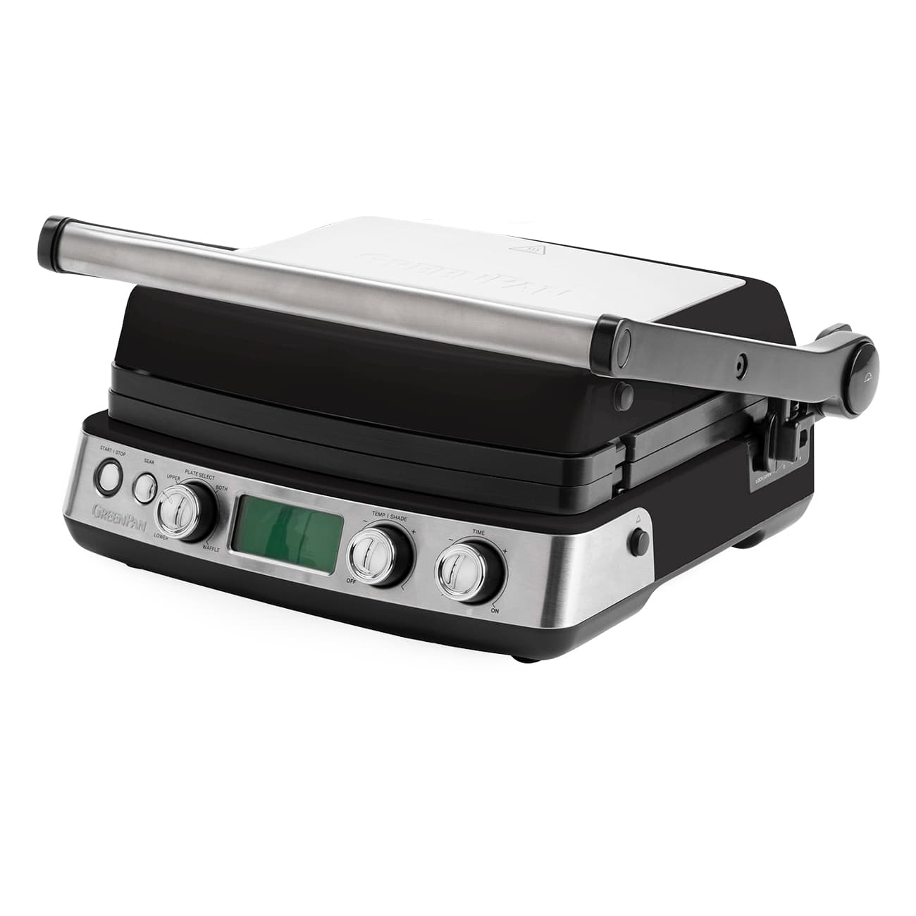 GreenPan Elite schwarz | Kontaktgrill | 7 Programme | keramische Antihaftbeschichtung | Multifunktional | 2200W | Spülmaschinenfeste Platten