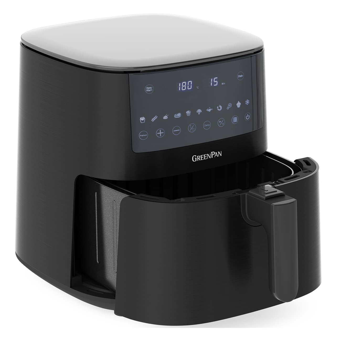 GreenPan Bistro (CC007923-001) schwarz | Heißluftfritteuse | 7.2 L | LED-Display | 1650 W | 11 Voreinstellungen | mit Siebboden |