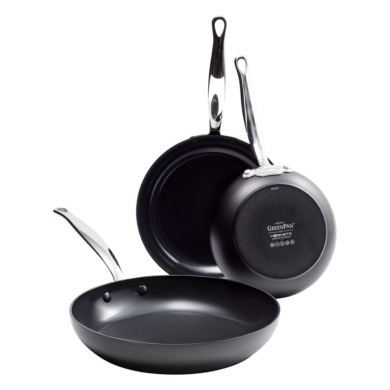 GreenPan Barcelona (CC002448-001) schwarz | Bratpfannen-Set | 20cm,24cm,28cm | kratzfest | Antihaftbeschichtung | Aluminium & Edelstahl