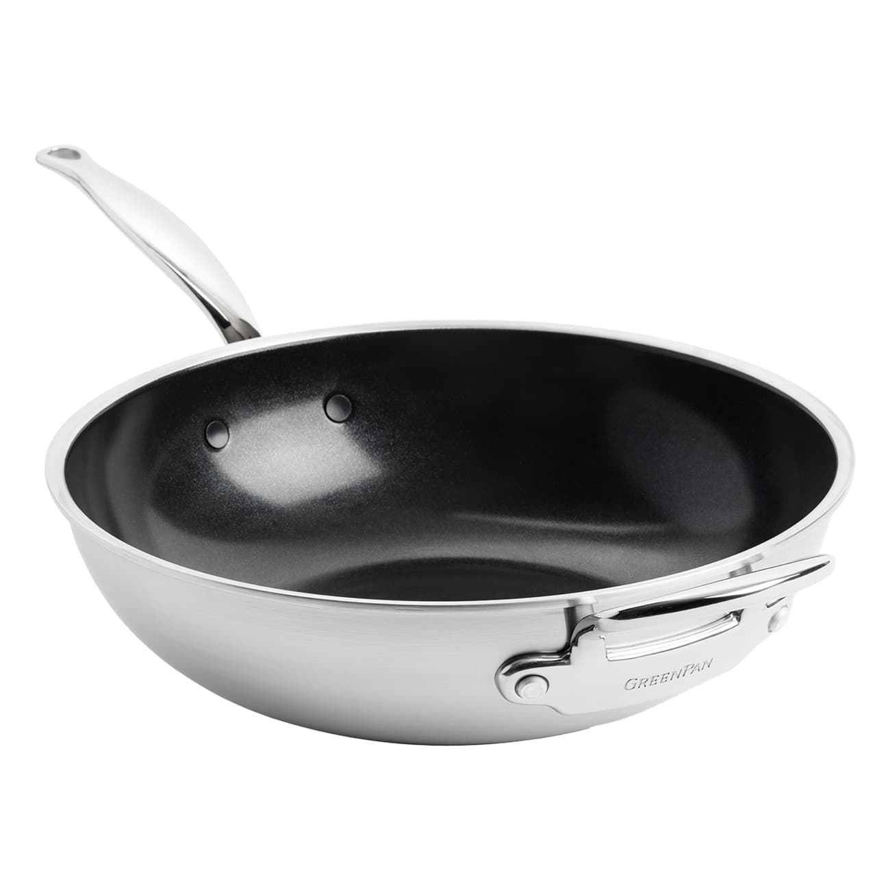 GreenPan Premiere Edelstahl | Wok | 30cm | Antihaft-Leistung | Robust | Nahtlos & Hygienisch | Backofen & Spülmaschinengeeignet | für alle Herdarten