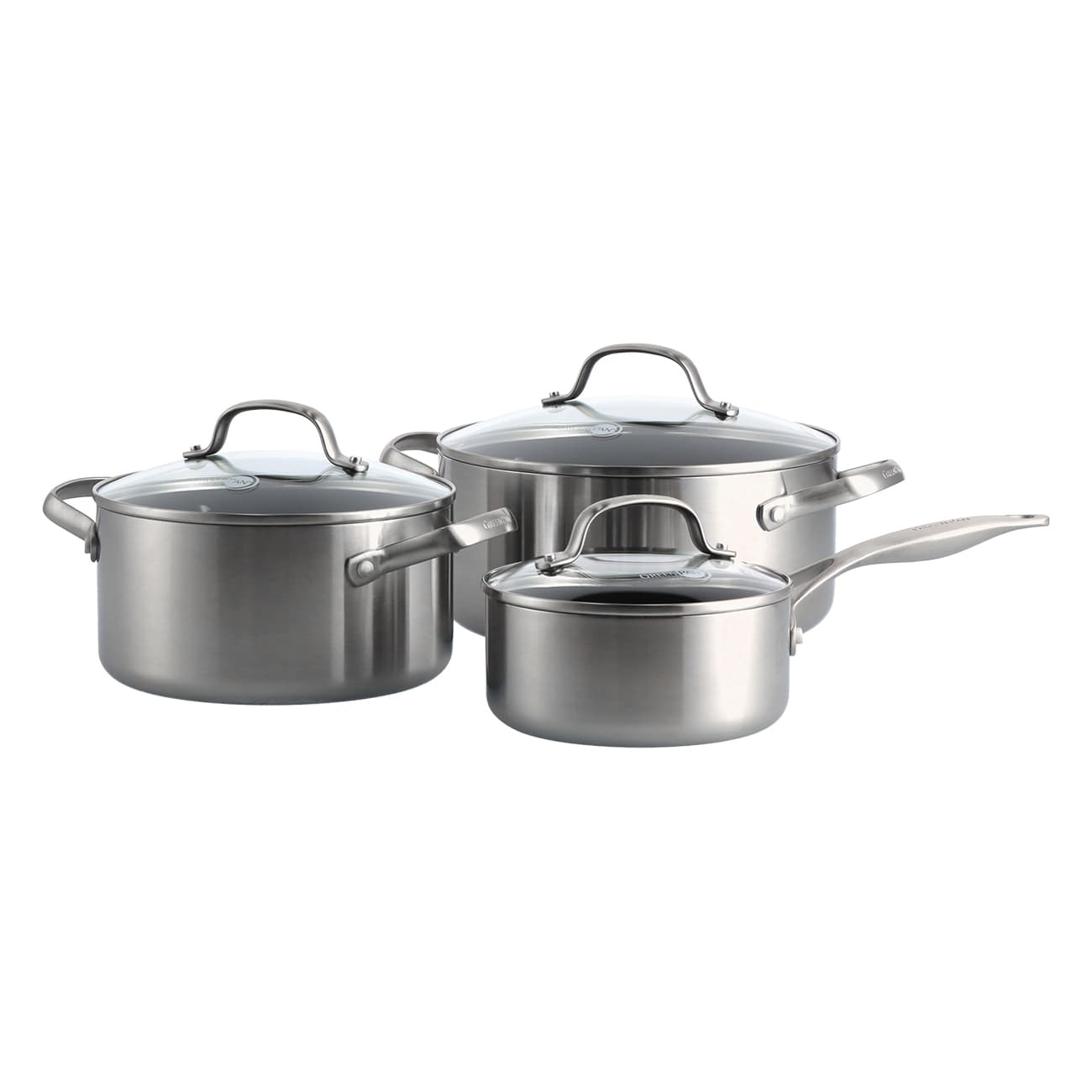 GreenPan Geneva (CC005244-001) | Topf-Set | 3-tlg. | 3-lagiger-Edelstahl | leistungsstark | Moderner Look | für alle Herdarten geeignet