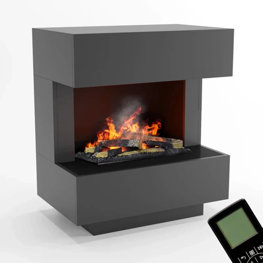 Glow Fire Kleist Grau - OMC 600 | Freistehender Wasserdampfkamin – 90 cm x 50 cm x 80 cm