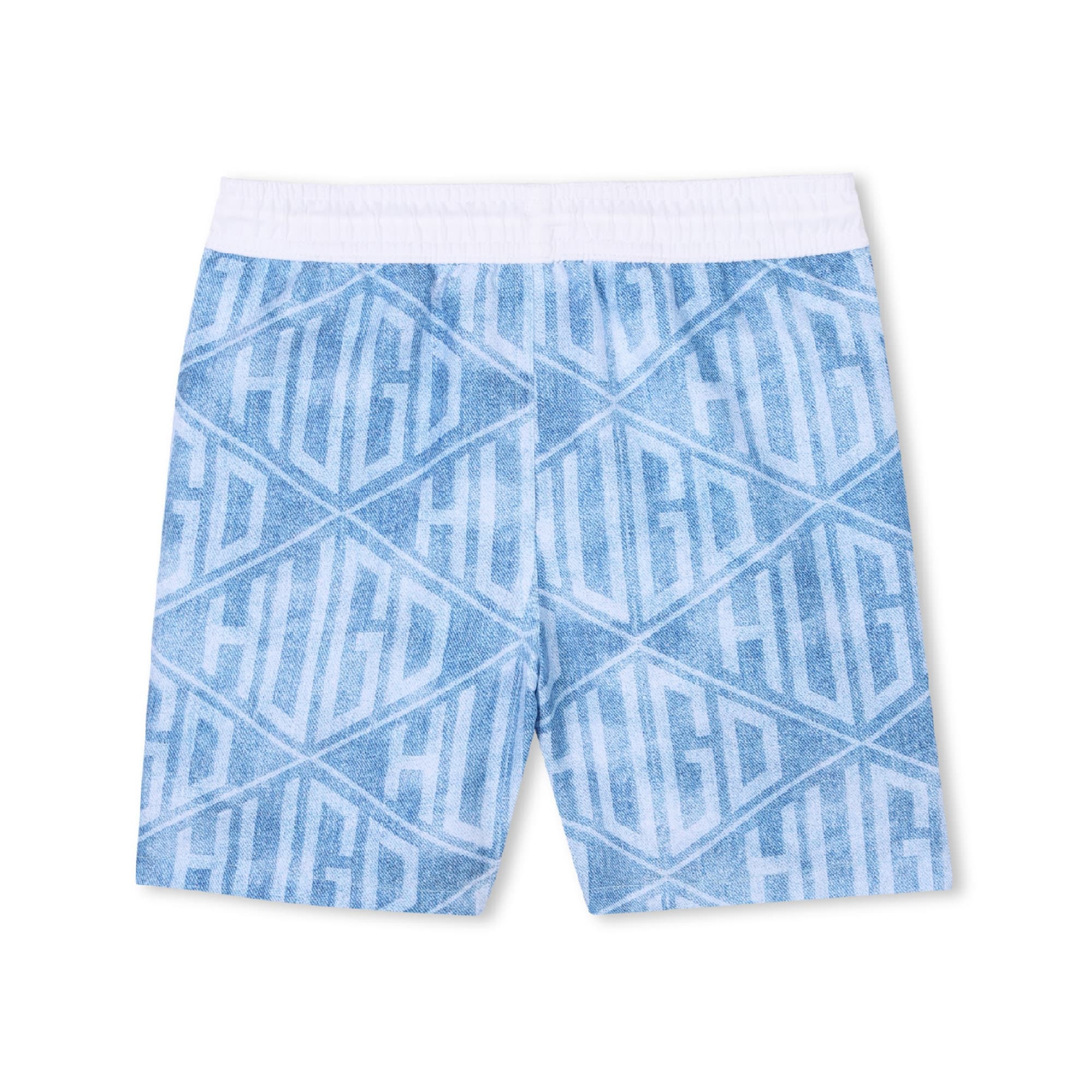 HUGO für Jungen. G00332 Blau bedruckter Badeanzug (8Y= 126cm), Strandbekleidung, Polyester, Kinderbekleidung