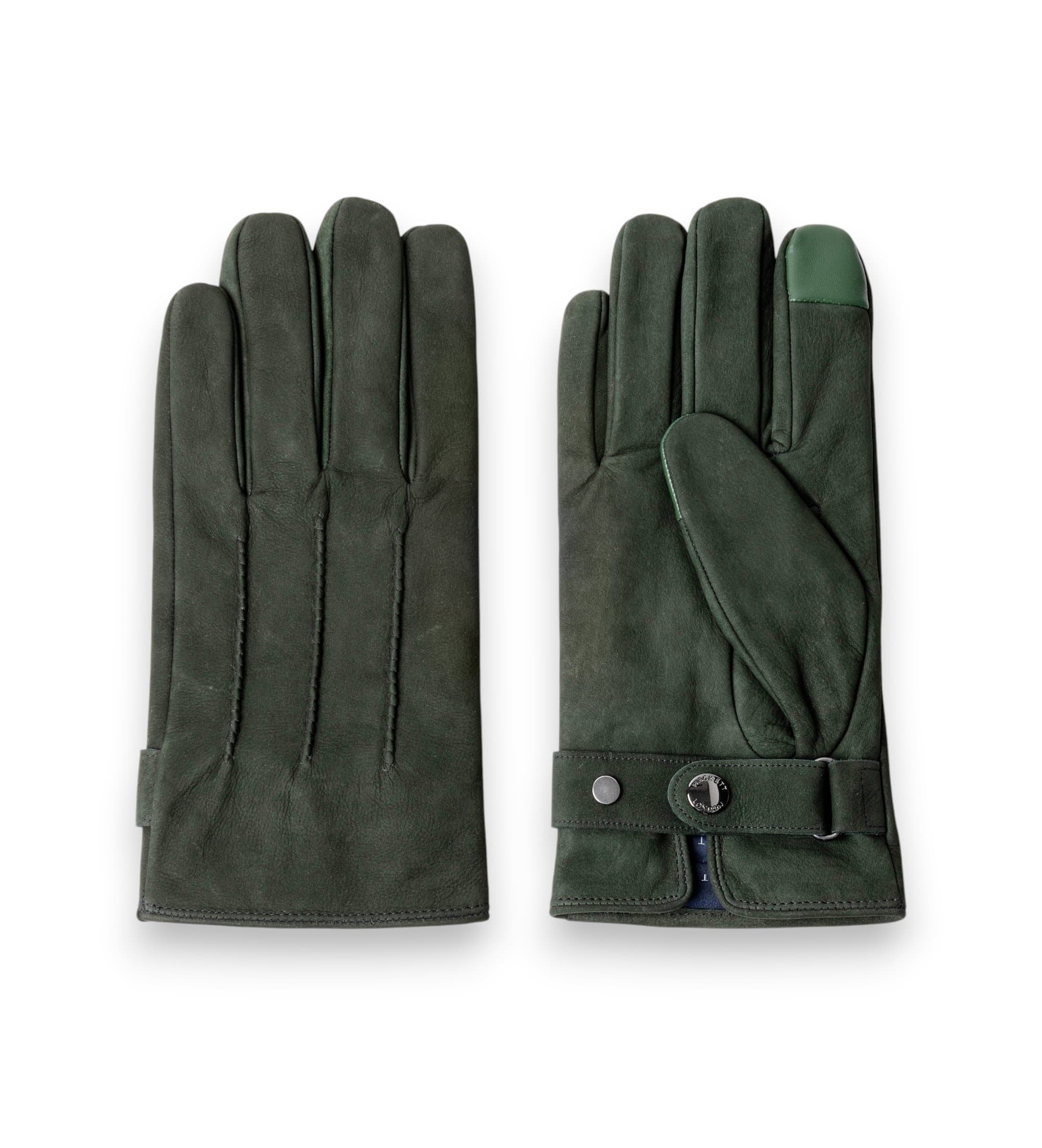 Hackett London für Herren. HM0400134 Commuter Nubuck Touch leather gloves in green (L), Lässig, Grün, Klassisch, Leder