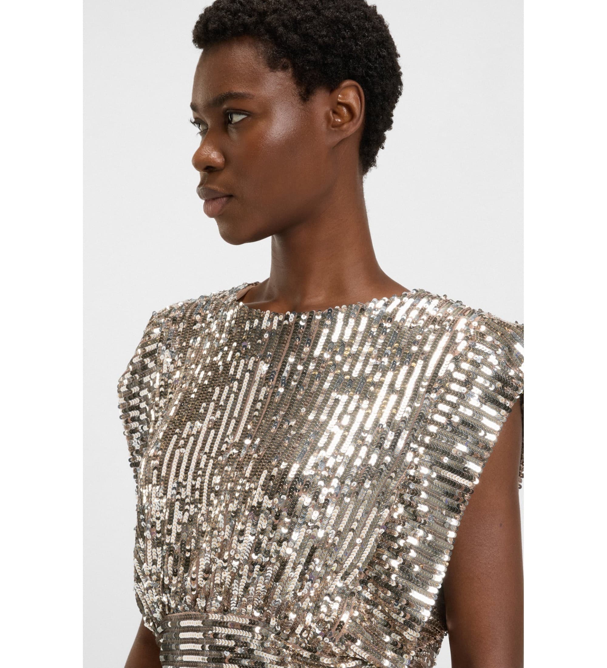 BOSS für Damen. 50548318 Bluse ?Illana? in Gold (42), Party, Polyester, Ärmellos / Hosenträger