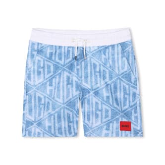 HUGO für Jungen. G00332 Blau bedruckter Badeanzug (8Y= 126cm), Strandbekleidung, Polyester, Kinderbekleidung