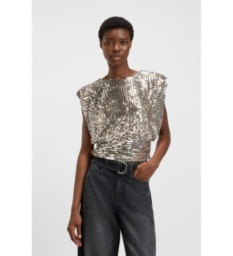 BOSS für Damen. 50548318 Bluse ?Illana? in Gold (42), Party, Polyester, Ärmellos / Hosenträger