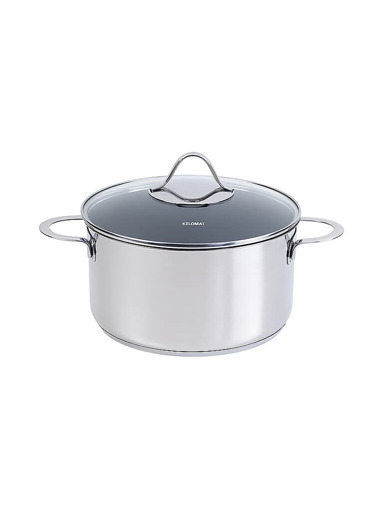 KELOMAT Fleischtopf 24cm / 5,7l Perfekt Edelstahl Antihaft silber