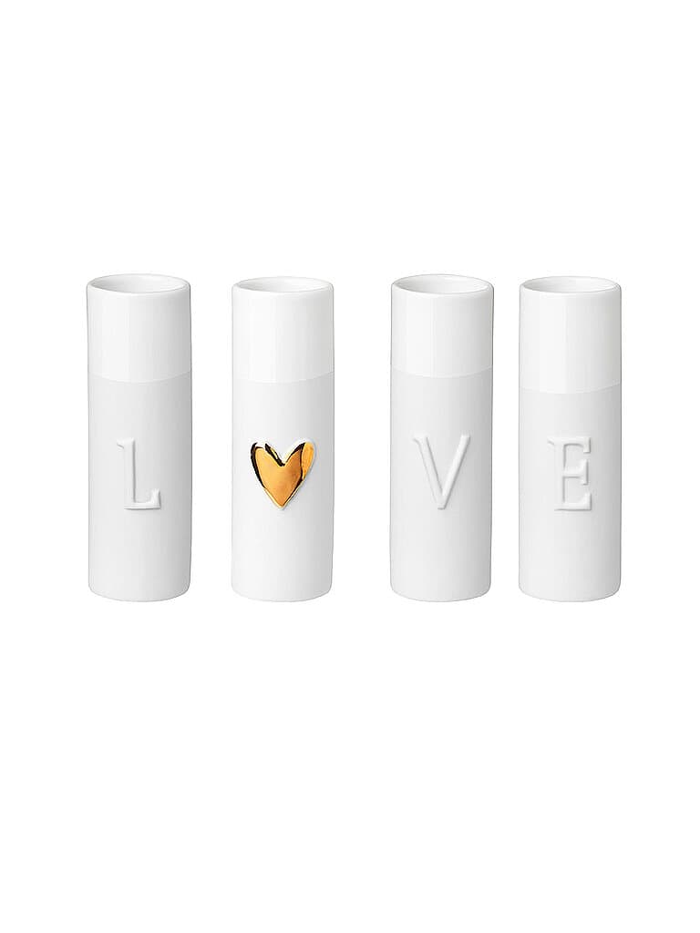 RAEDER Mini Vasen LOVE 4er 9cm weiss