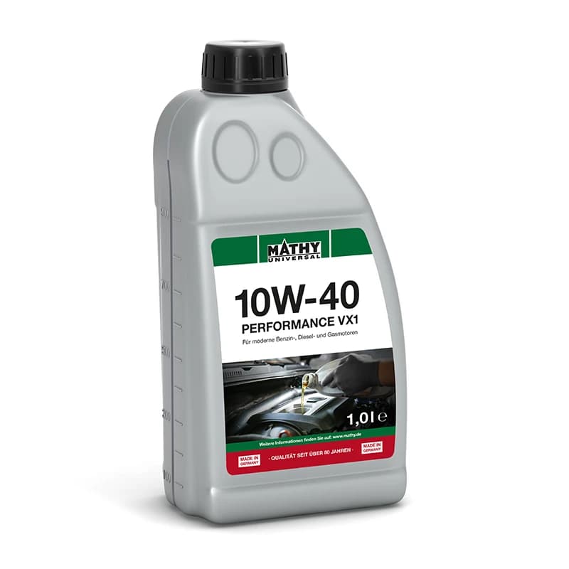 MATHY SAE 10W-40 Performance VX1 - Teilsynthetisches Motorenöl - Modernes Mehrbereichs-Motoröl für Benzin- und Dieselmotoren, 1,0 l