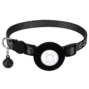 Apple AirTag Silikonhülle mit Reflektierendem Haustierhalsband - Schwarz