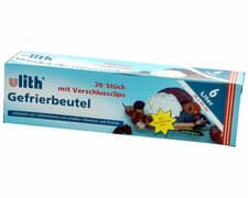 Gefrierbeutel mit Verschlussclips, 28 x 45 cm, 6 Liter, 20 Stk.