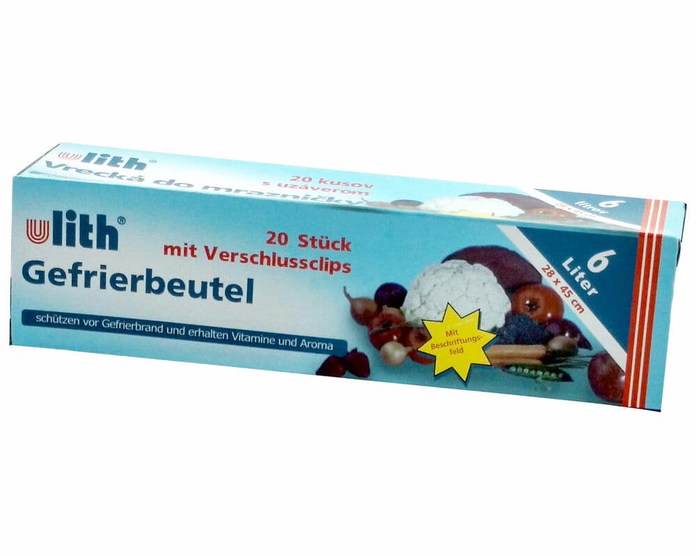 Gefrierbeutel mit Verschlussclips, 28 x 45 cm, 6 Liter, 20 Stk.