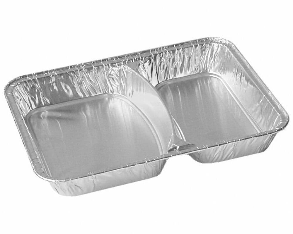 Alu-Menüschalen Aluschalen 2-geteilt 810 ml, 227 x 177 x 30 mm, 100 Stk.