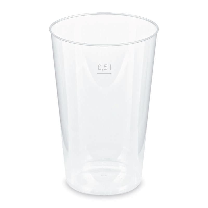 Mehrwegbecher Pfandbecher transparent PP Eichstrich 0,5 l O 9,1 cm, 30 Stk.