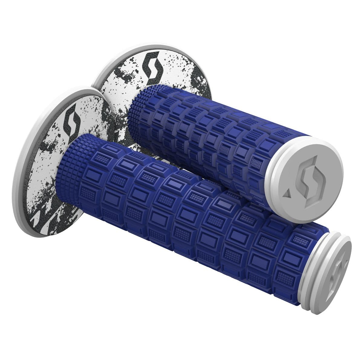 Scott Mellow MX Motorrad Griffe inkl. Donut blau/weiß