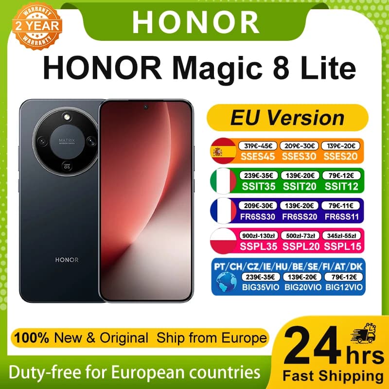 Honor Magic 8 Lite 5G Smartphone Snapdragon 6 Gen4 108MP OIS AI-Kamera 6,79'' 1,5K AMOLED 7500mAh 3-Tage-Akkulaufzeit 2,5m Sturzfest SGS IP69K