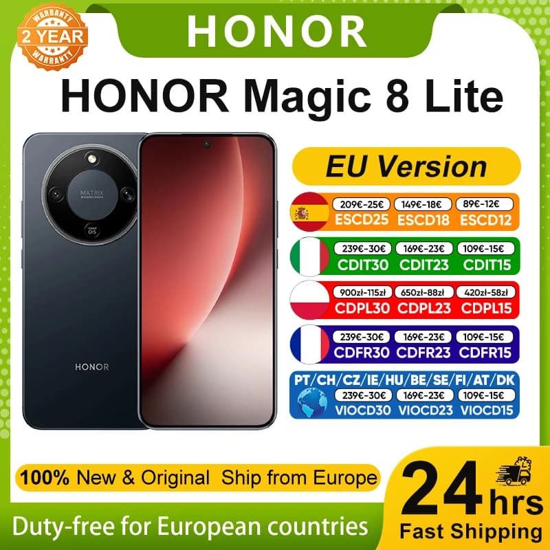 HONOR Magic 8 Lite EU-Version Snapdragon 6 Gen 4 IP69K 2,5m Sturzfest Staubresistent 7500mAh 66W Supercharge 108MP OIS AI-Kamera eSIM 6,79 Zoll 120Hz