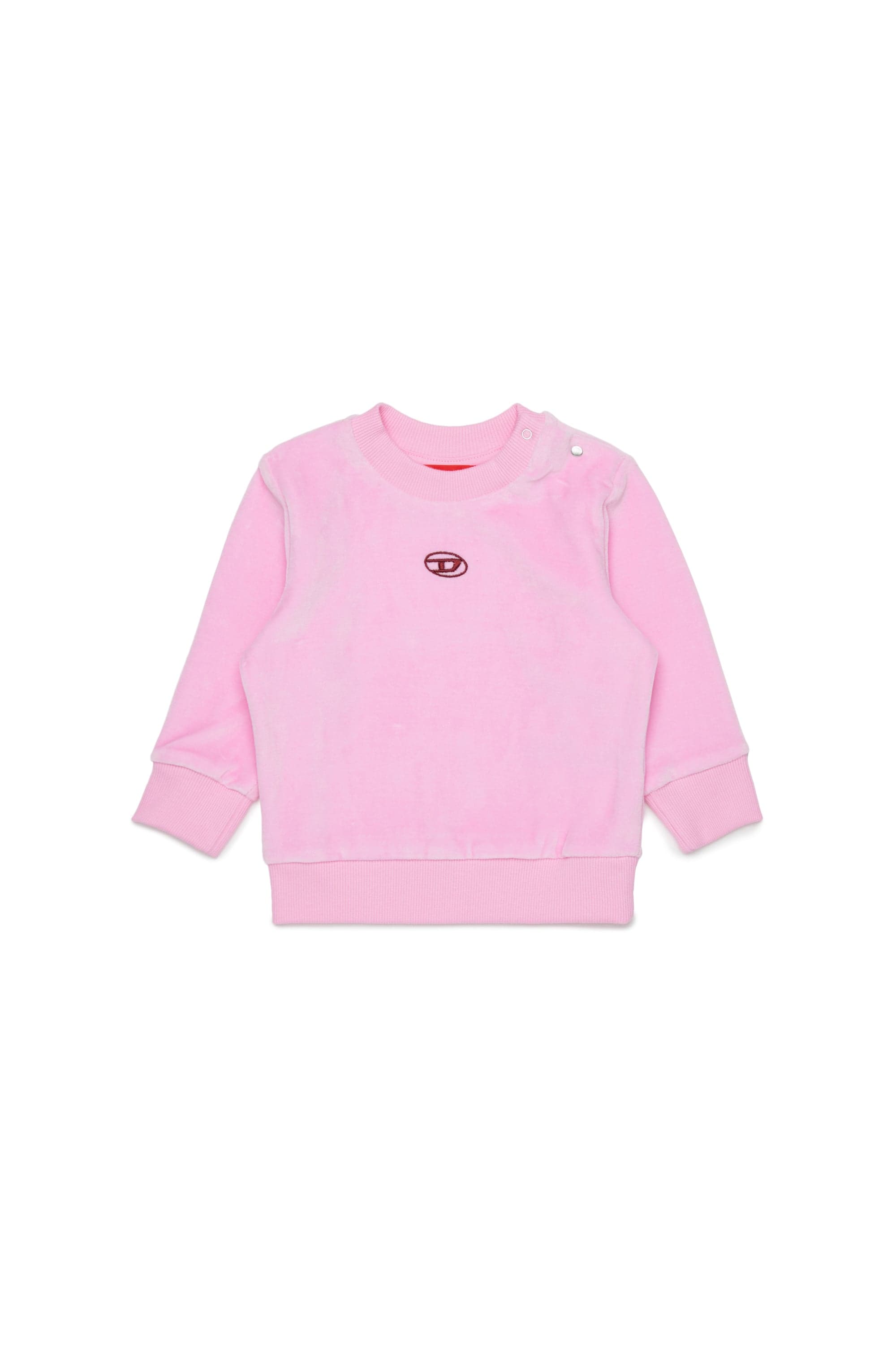 Diesel - Sweatshirt aus Samt mit Oval D Stickerei - Sweatshirts - Herren - Rosa