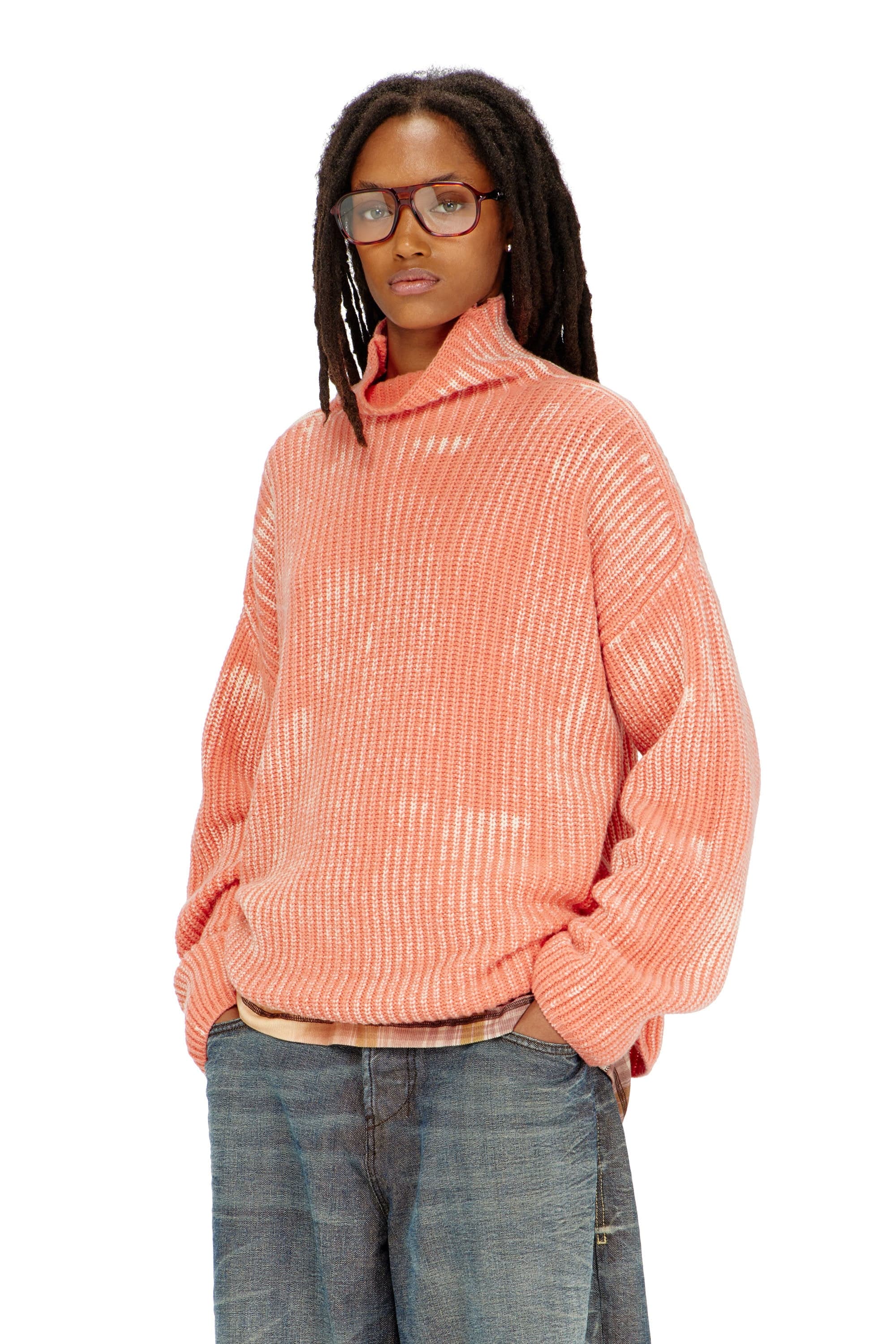 Diesel - Pullover mit Funnelkragen aus gerippter Wollmischung - Strickwaren - Damen -