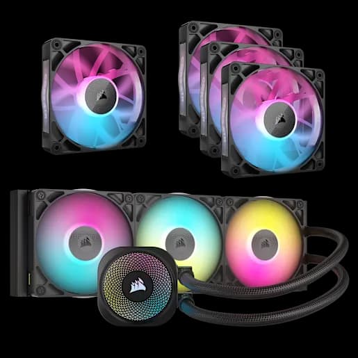 Corsair iCUE LINK Titan 360 RX RGB paquete de refrigerador líquido y kit de ventilador cuádruple iCUE LINK RX120 RGB (negro)