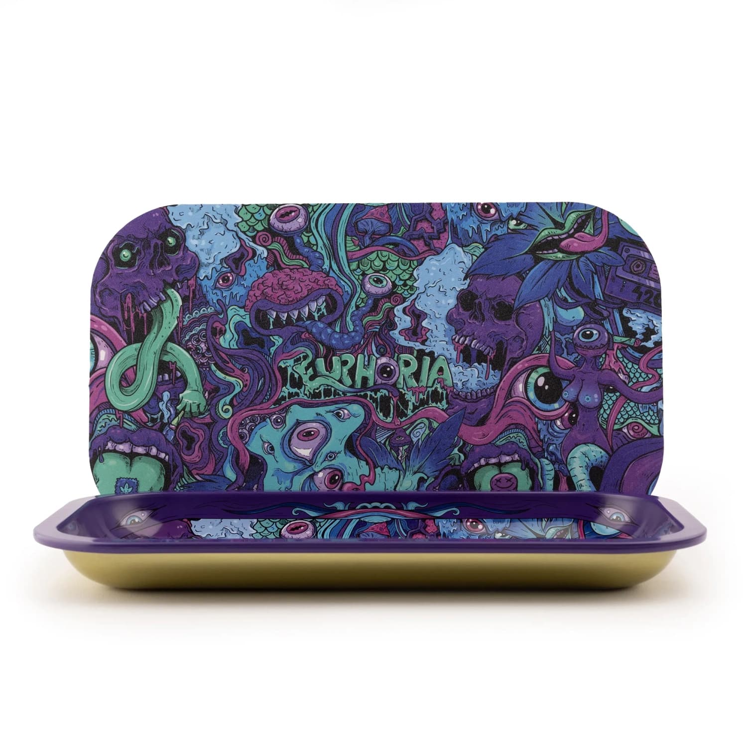 Euphoria Rolling Tray Set mit magnetischer Abdeckung Psychedelic - 270 x 160 mm