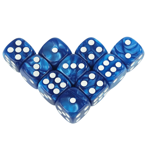 10er-Set 16 mm Acrylwürfel in Marmoroptik für Brettspiele, RPG, DND, klassische sechseckige Gaming-Würfel blau