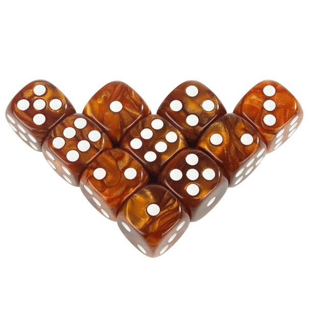 10er-Set 16 mm Acrylwürfel in Marmoroptik für Brettspiele, RPG, DND, klassische sechseckige Gaming-Würfel braun