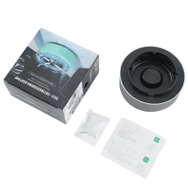 Aschenbecher mit Rauchabsaugung 13,2 x 7,5 cm ABS Kunststoff Elektrischer Tischaschenbecher mit Batteriebetrieb für Zuhause und Büro grau