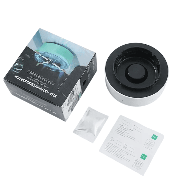 Aschenbecher mit Rauchabsaugung 13,2 x 7,5 cm ABS Kunststoff Elektrischer Tischaschenbecher mit Batteriebetrieb für Zuhause und Büro weiß