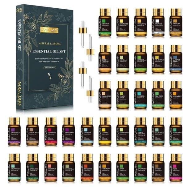 Ätherisches Öl Set 35×5 ml Geschenkbox Massage- und Aromaöle Duftkerzen selber machen Natürliche Düfte Aromatherapie Entspannung