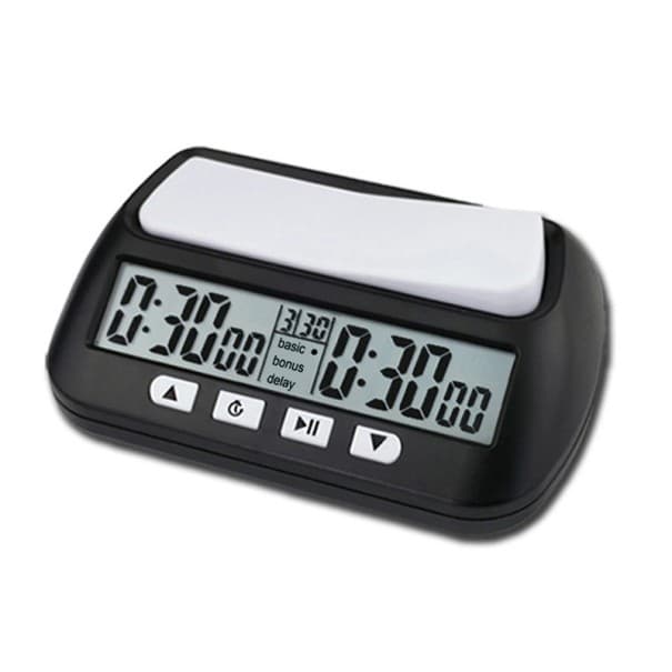 Digitale Schachuhr 14 x 4,5 x 8,8 cm Elektronische Schachuhr mit Anzeige Kunststoff-Schachstoppuhr für Turniere und Training schwarz