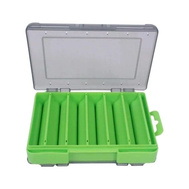 Doppelseitige Aufbewahrungsbox für Angelhaken und Köder 14 x 10,5 x 3 cm Kompakte tragbare Box mit Fächern Organizer für Angelzubehör Solide