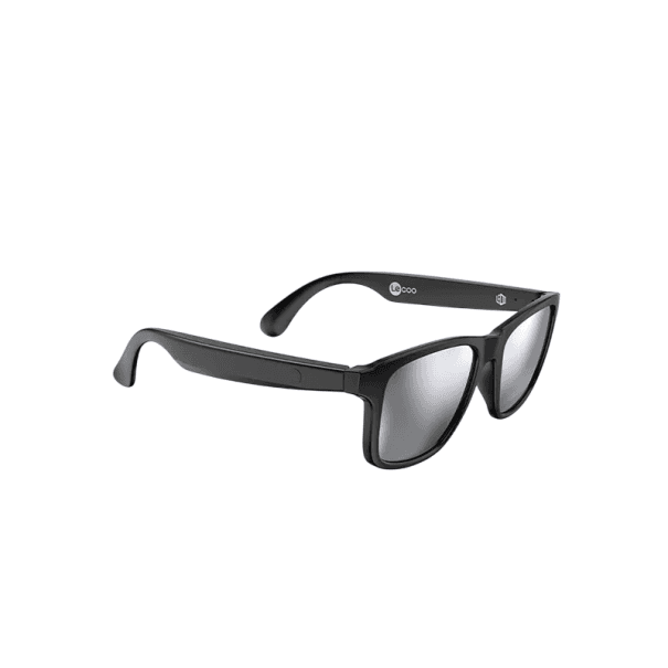 Intelligente Sonnenbrille mit eingebauten Kopfhörern und Mikrofon Polarisiert UV-Gläser Bluetooth-Verbindung Freisprechen Musik Sport silbern