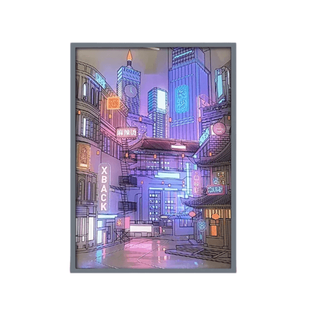 LED-Wandbild 31 x 22 cm Nachtstadt Leuchtende Wanddekoration 3 Lichtmodi LED-Wandbild für Schlafzimmer Wohnzimmer