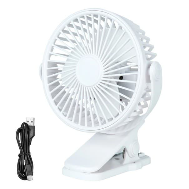 Mini-Ventilator mit Clip 12,5×9×5 cm Tragbarer elektrischer Ventilator mit USB-Aufladung 180°-Drehung Einstellbare Geschwindigkeiten