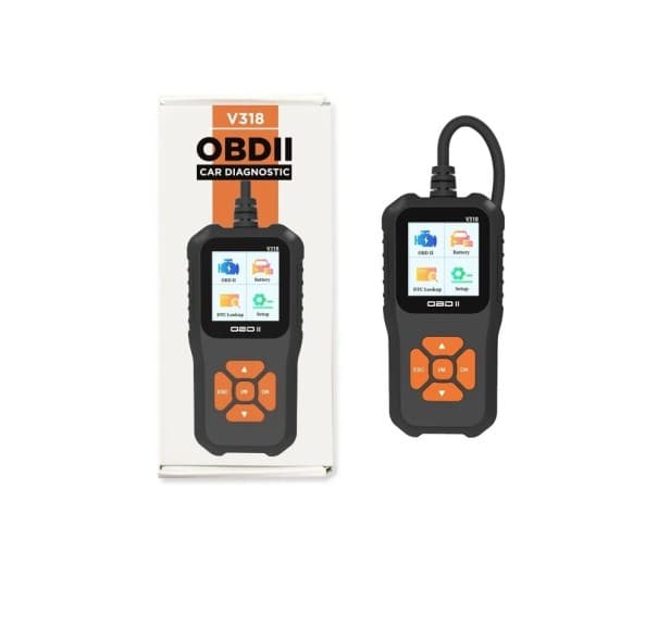 Multifunktionaler OBD2-Diagnosescanner V318 mit Display und Lautsprecher, unterstützt Abgastests und Diagramme für Autos seit 1996