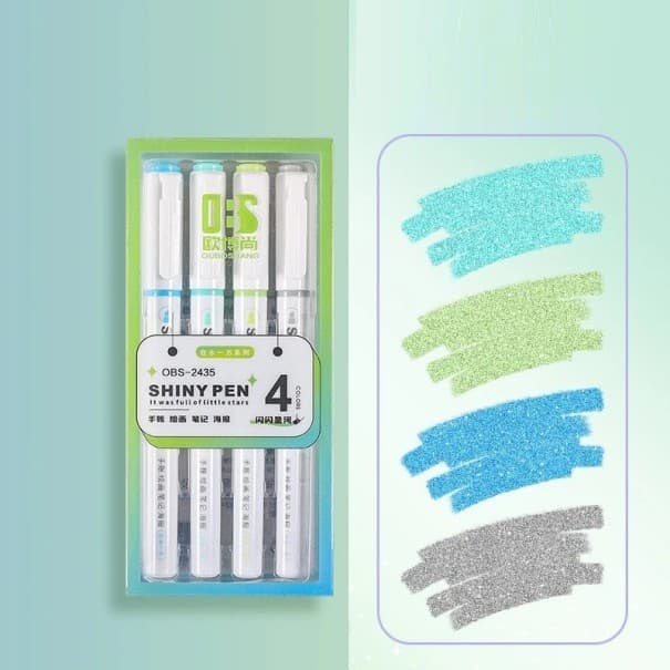 Set mit 4 Glitzer-Markern für kreative Schreib- und Zeichenprojekte Einzigartiges Design für künstlerische Projekte grün