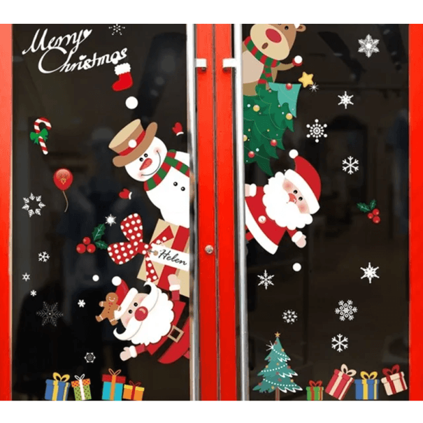 Set Weihnachtsfensteraufkleber 50 x 70 cm PVC Aufkleber mit Wintermotiven Einfache Anwendung Statistische Dekoration ohne Kleber