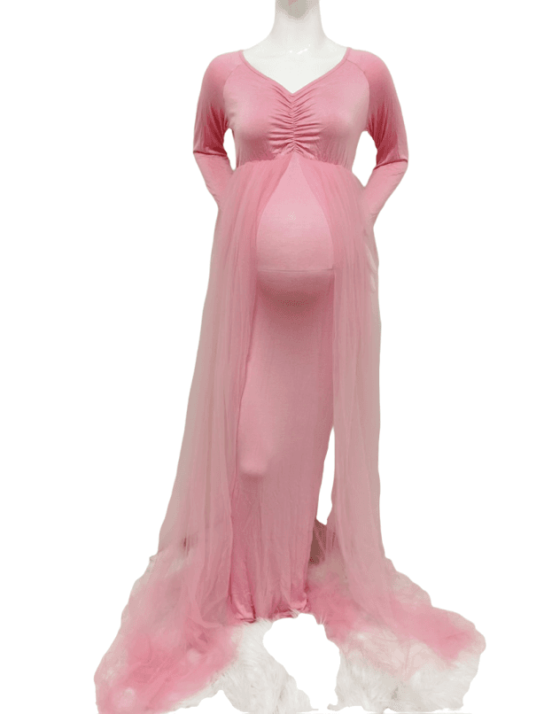 Umstandskleid für Fotoshooting N925 rosa S